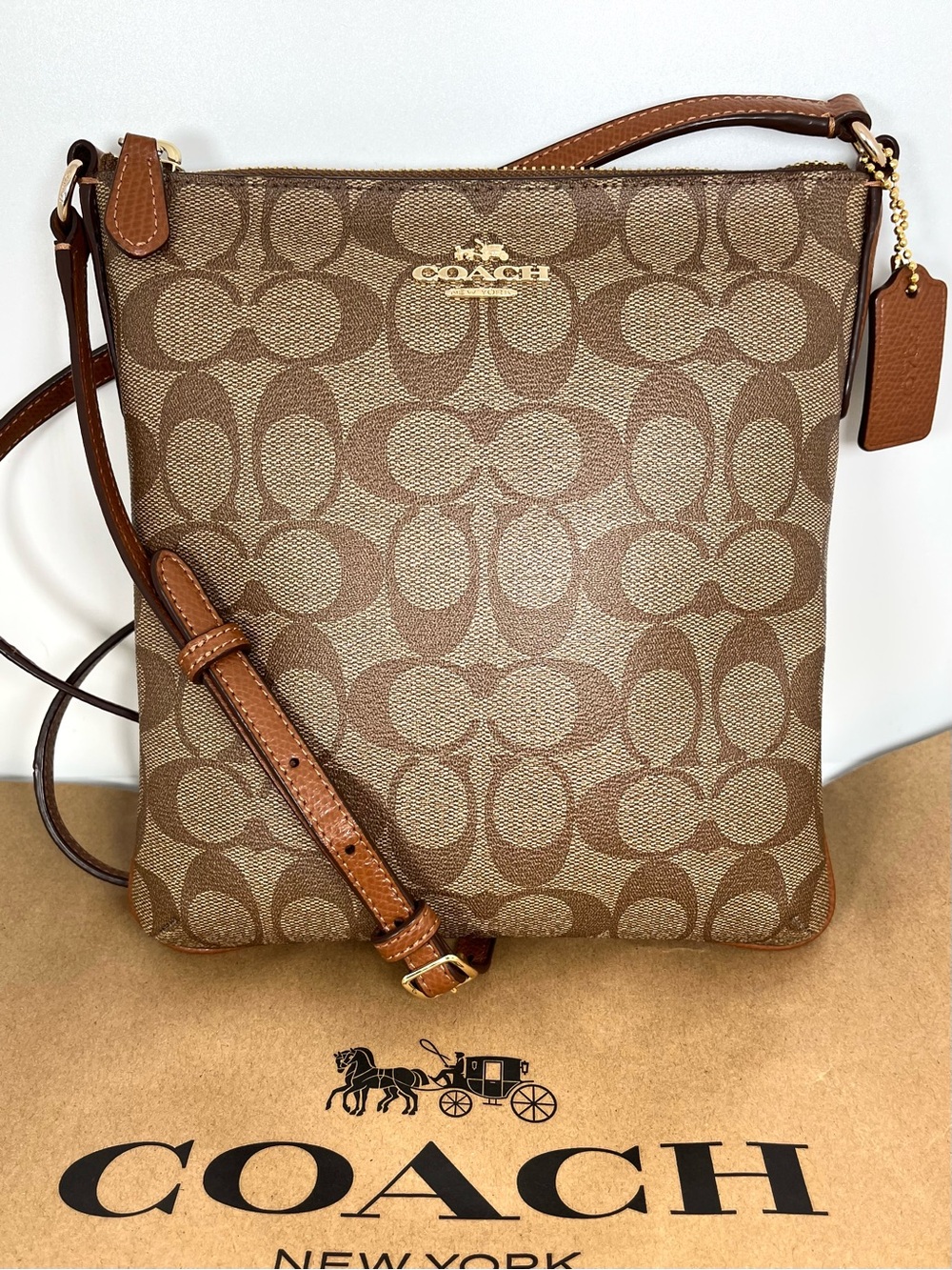 Coach Signature North South Crossbody Bag F35940 EUC Authentic